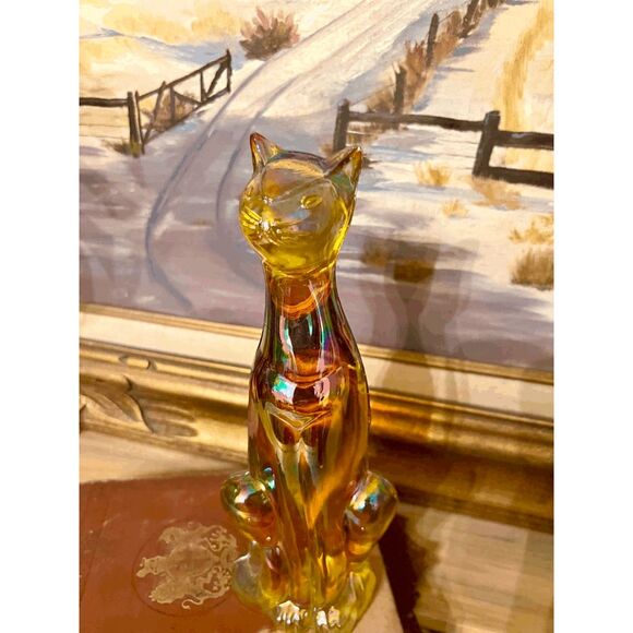 Viking Epic Cat by Mosser Glass – Marigold Carnival – 2025 Limited Run – 8.25" - Picture 4 of 5